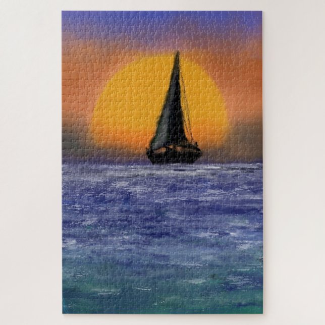 Sailboat Sunset - Aquarell (Vertikal)