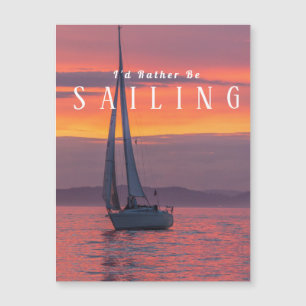 Sailboat Sunset Orange Gold Lila Himmel, Weißer Te Magnetkarte
