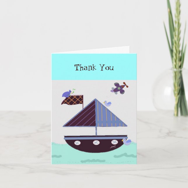 Sailboat und Flugzeug Vielen Dank Dankeskarte (Vorderseite)