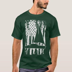 Sailboat USA Flag Segeln Vintag T-Shirt