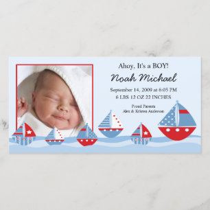 Sailboats Baby Boy Birth Annoucement Ankündigung