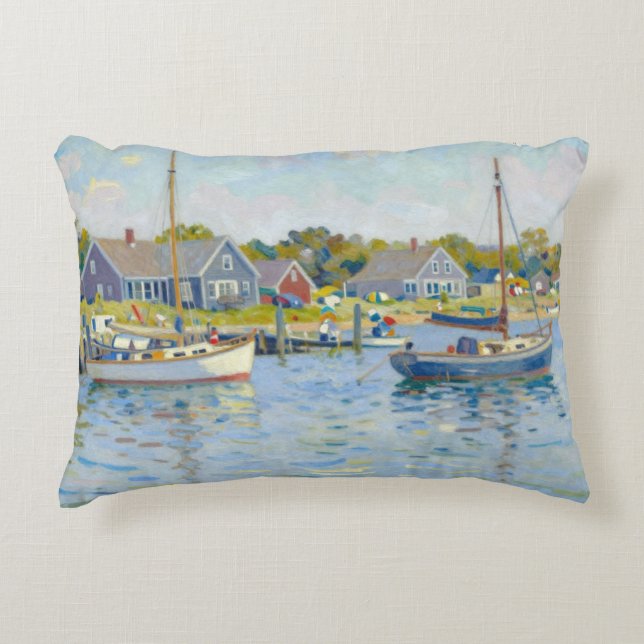 Sailboats Impressionism New England Dekokissen (Vorderseite)