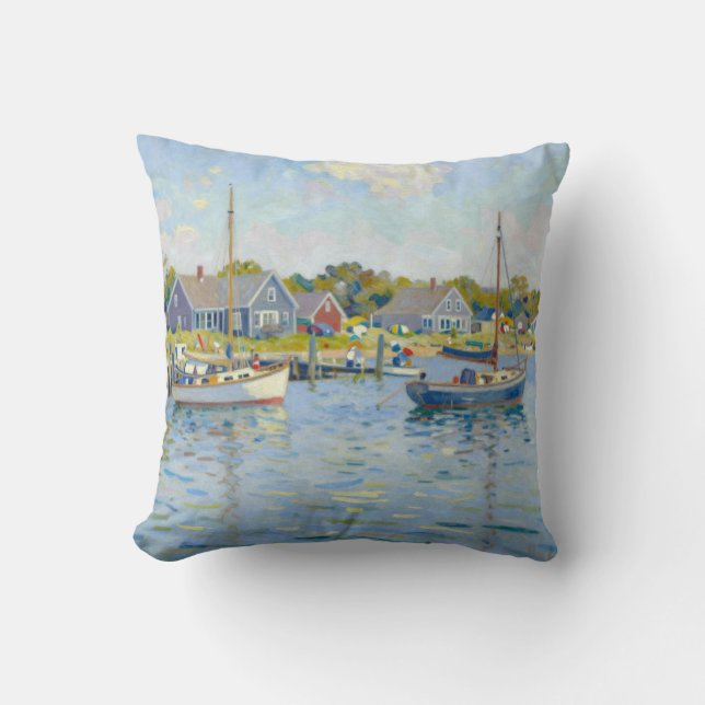 Sailboats Impressionism New England Kissen (Vorderseite)