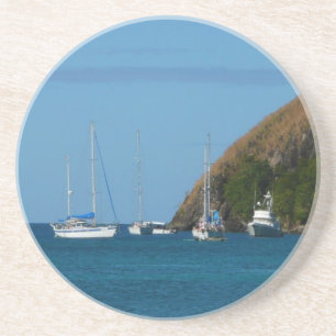 Sailboats in the Bay White and Blue Nautical Untersetzer
