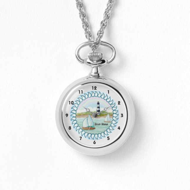Sailboats Lighthouse Armbanduhr (Vorderseite)