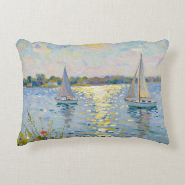 Sailboats New England Summer Dekokissen (Vorderseite)