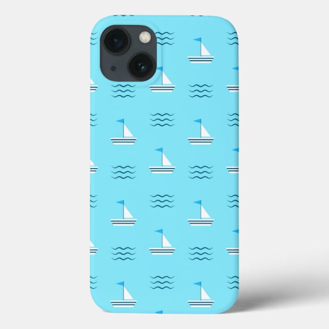 Sailboats On The Blue Sea Pattern Case-Mate iPhone Hülle (Rückseite)