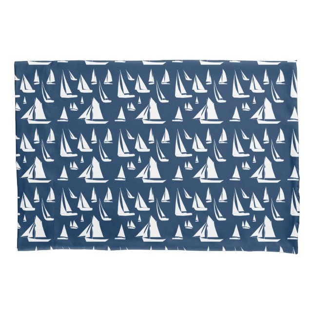 Sailboote Nautical Navy Blue Kissenbezug (Vorderseite)