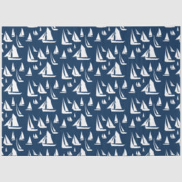 Sailboote Nautical Navy Blue  Seidenpapier