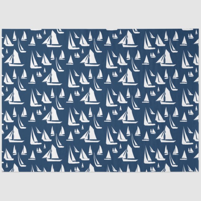 Sailboote Nautical Navy Blue  Seidenpapier (Vorderseite)