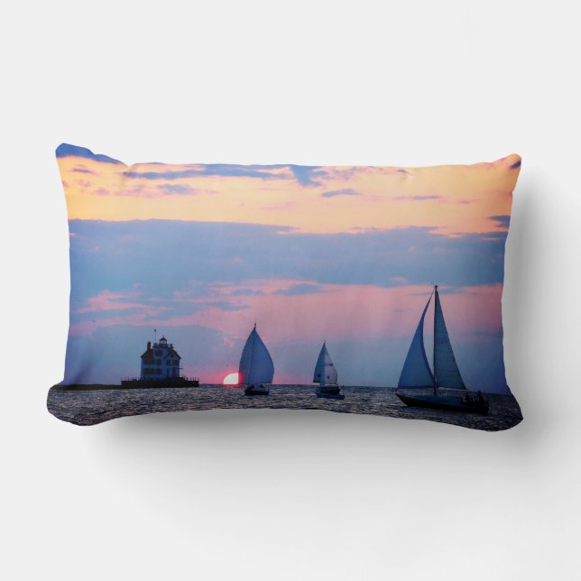 Sailboote Sunset Lumbar Kissen (Vorderseite)