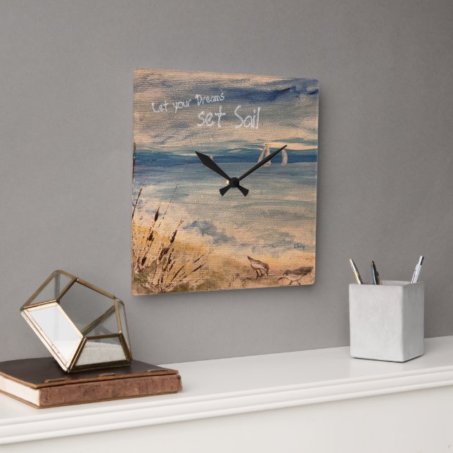 Sailboote Wall Clock Quadratische Wanduhr (Büro)