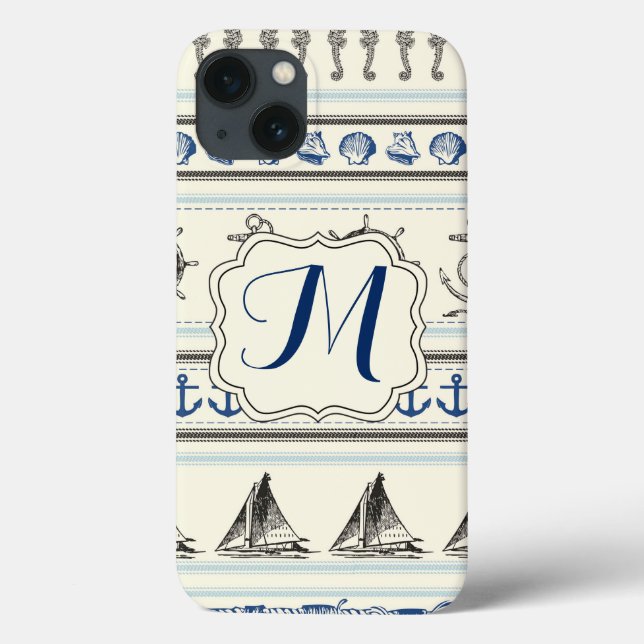 Sailing Anchor Nautical Monogram IPAD Mini Case (Rückseite)