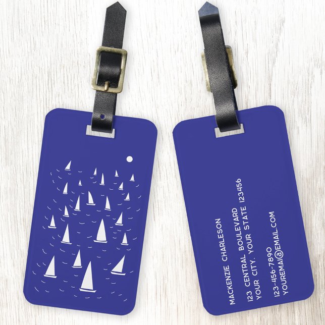 Sailing Boat Nautical Gepäckanhänger (Sailing boat yacht personalized nautical luggage tag)
