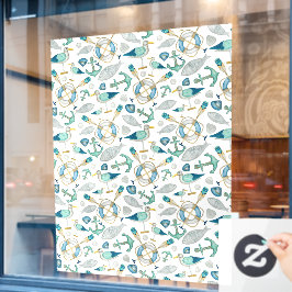 Sailing Boating Marine Shop Ocean Pattern Large Fensteraufkleber