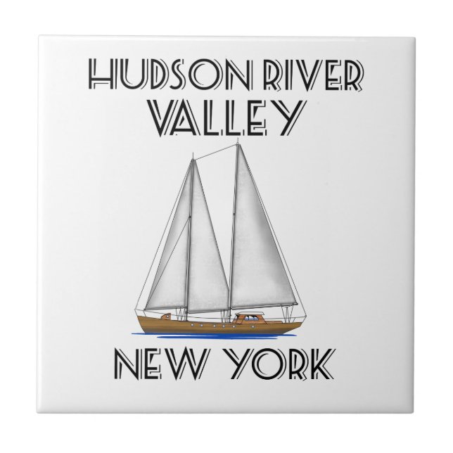 Sailing Hudson River New York Fliese (Vorderseite)