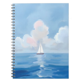 Sailing in Blue | Coastal Sailboat Ocean Painting Notizblock