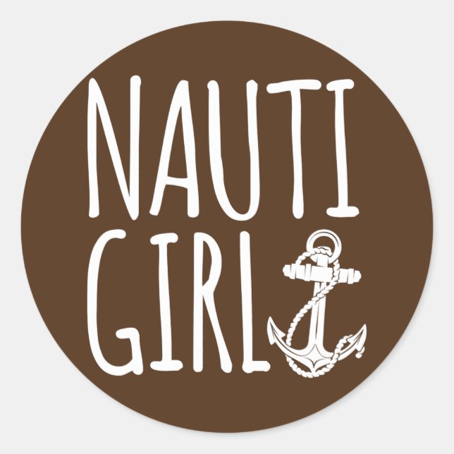 Sailing Nauti Girl Boating  Runder Aufkleber (Vorderseite)