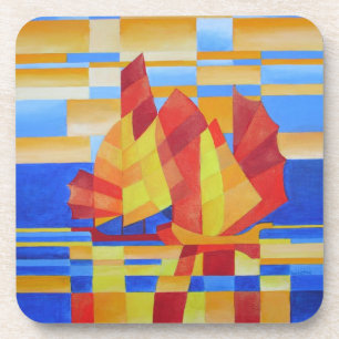 Sailing on the Seven Seas So Blue Cubist Abstract Untersetzer