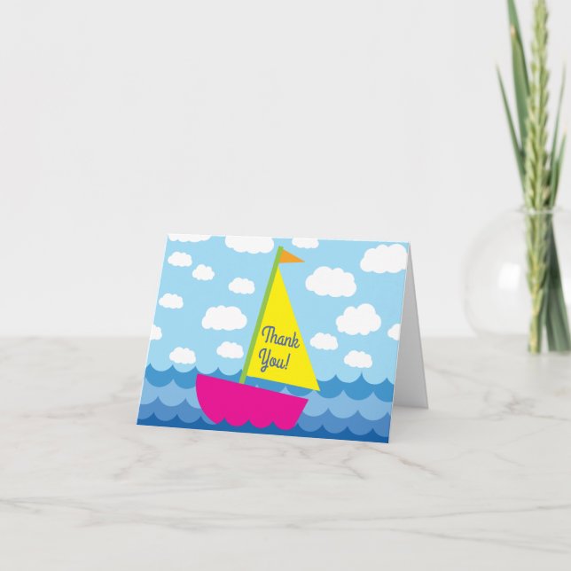 Sailing Sail Boat Cute Spring 1st Birthday Party Karte (Vorderseite)