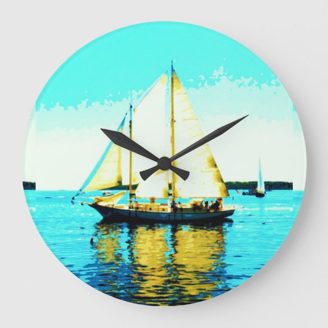 sailing schooner clock große wanduhr (Vorderseite)