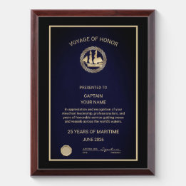Sailing Ship Retirement Awardplakette