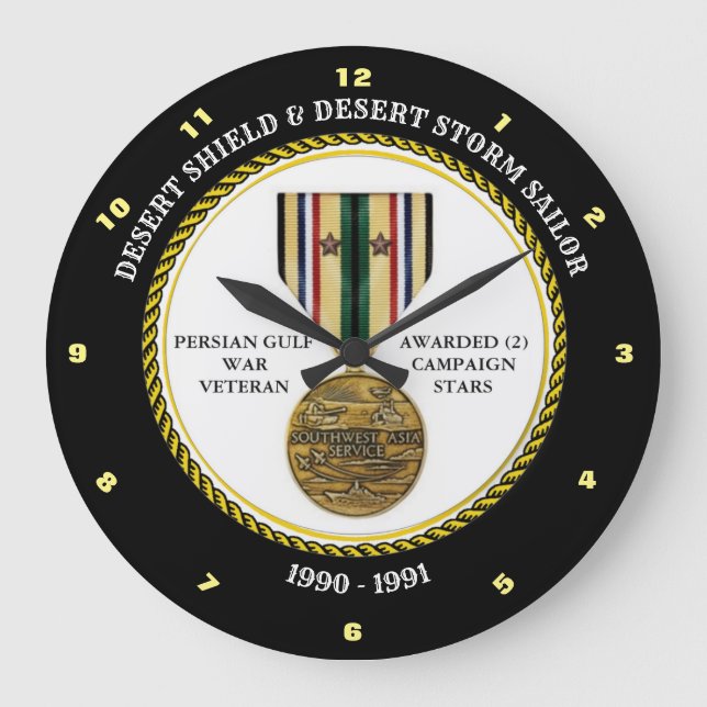 SAILOR 2 STERNE / DESERT SHIELD & STORM GROßE WANDUHR (Vorderseite)