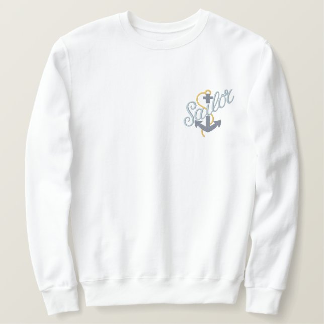 Sailor Anchor Besticktes Sweatshirt (Design vorne)