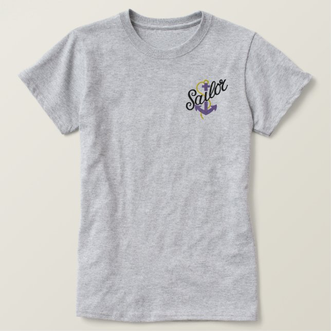 Sailor Anchor Besticktes T-Shirt (Design vorne)