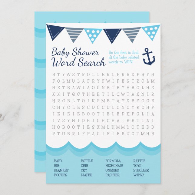 Sailor Baby Word Search Game Card Programm (Vorne/Hinten)