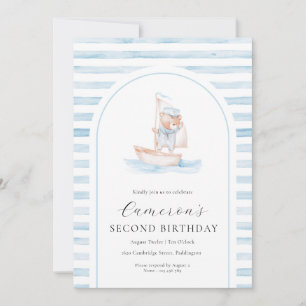 Sailor Bear Blue Strip Arch Geburtstag Einladung