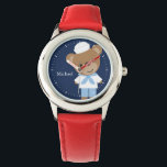 Sailor Bear Personalisiert Kid's Armbanduhr<br><div class="desc">Diese lustige Uhr zeigt eine süße Vektorgrafik eines niedlichen Braunbären mit einem Seemann-Anzug und kann mit dem Namen oder Monogramm Ihres Kindes personalisiert werden.</div>