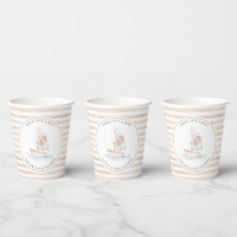 Sailor Bear Tan Stripe Babydusche Pappbecher