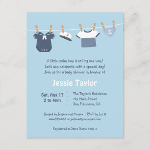 Sailor Bekleidung Nautical Baby Shower Einladungen