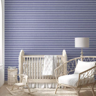 Sailor Blue and White Stripes (mittlerer Maßstab) Tapete