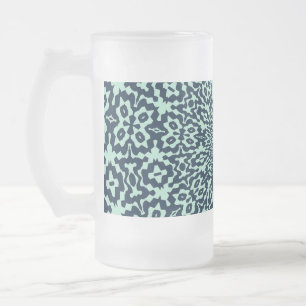 Sailor Blue und Mint Bold Kaleidoskop-Muster Mattglas Bierglas