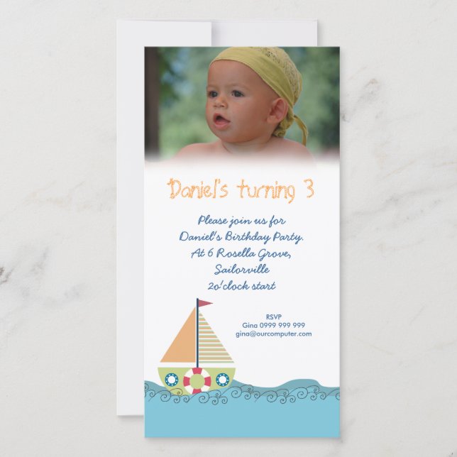 Sailor Boy Anniversaire Fête Invitation Photocard (Devant)