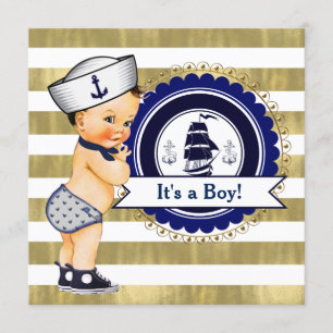 Sailor Boy Nautical Baby Dusche Einladung