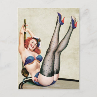 Sailor Button up Girl Postkarte