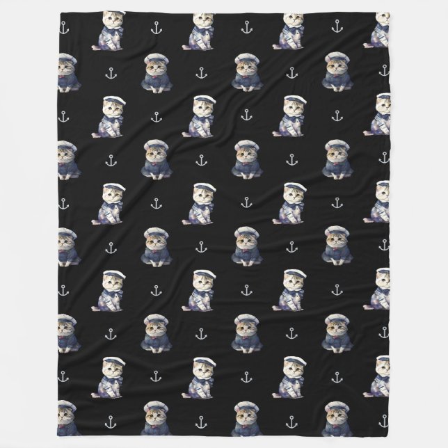 SAILOR CAT FLEECEDECKE (Vorderseite)