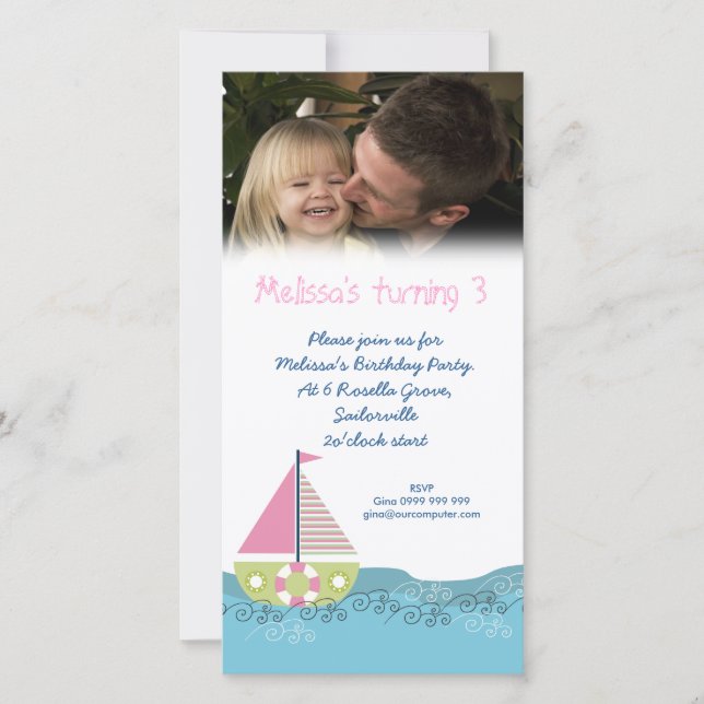 Sailor Girl Anniversaire Fête Invitation Photocard (Devant)