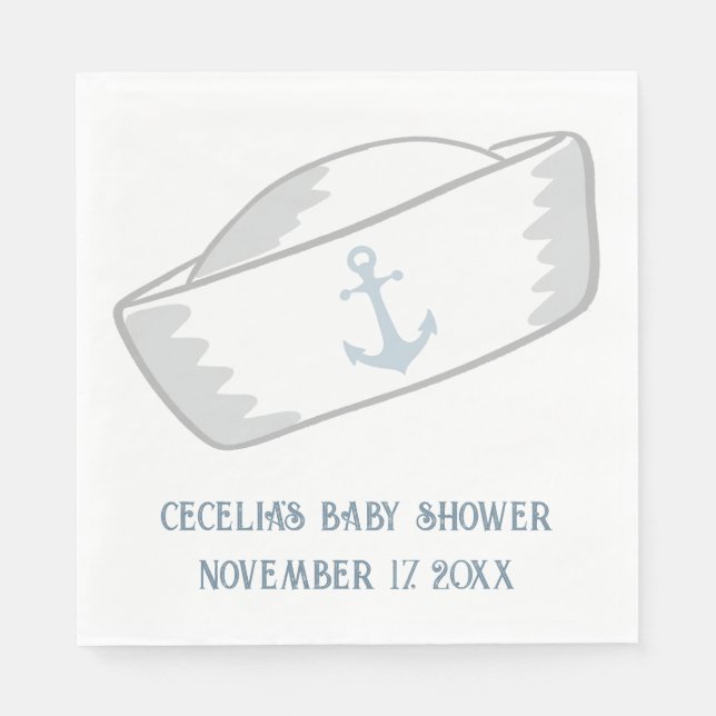 Sailor Hat Boy Nautical Baby Dusche Serviette (Vorderseite)