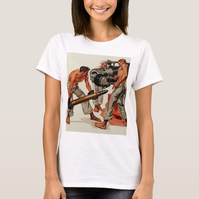 Sailor Hunks, die die große Waffe beladen T-Shirt (Vorderseite)