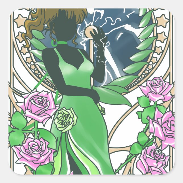 Sailor Jupiter Thunder Oak Evolution Quadratischer Aufkleber (Vorderseite)