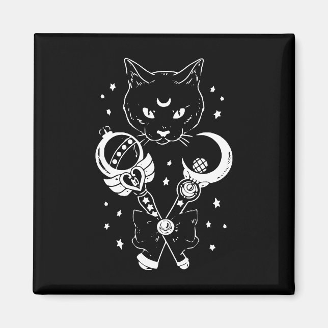 Sailor Meow Niedlich Moon Cat Space Magic Gothic H Magnet (Vorne)
