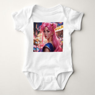 Sailor Moon mit rosa Haar Baby Strampler