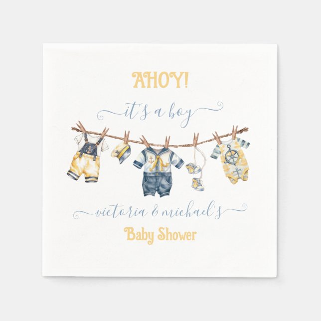 Sailor Nautical Ahoy Boy Baby Duschkabine Serviette (Vorderseite)