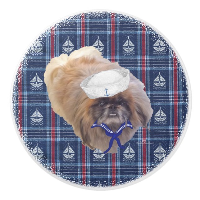 Sailor Pekingese Keramikknauf (Vorderseite)