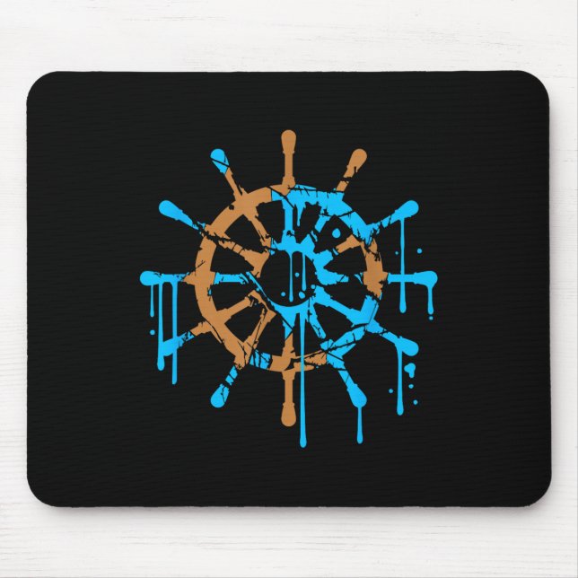 Sailor Ship Steering Wheel Graffiti Drops Sailing  Mousepad (Vorne)