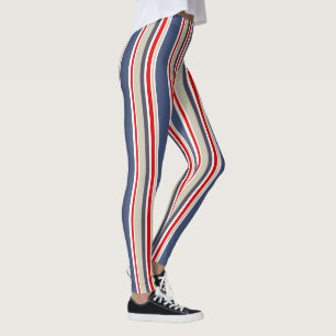 Sailor Stripes Nautic Blue, Red, White, Grau Leggings